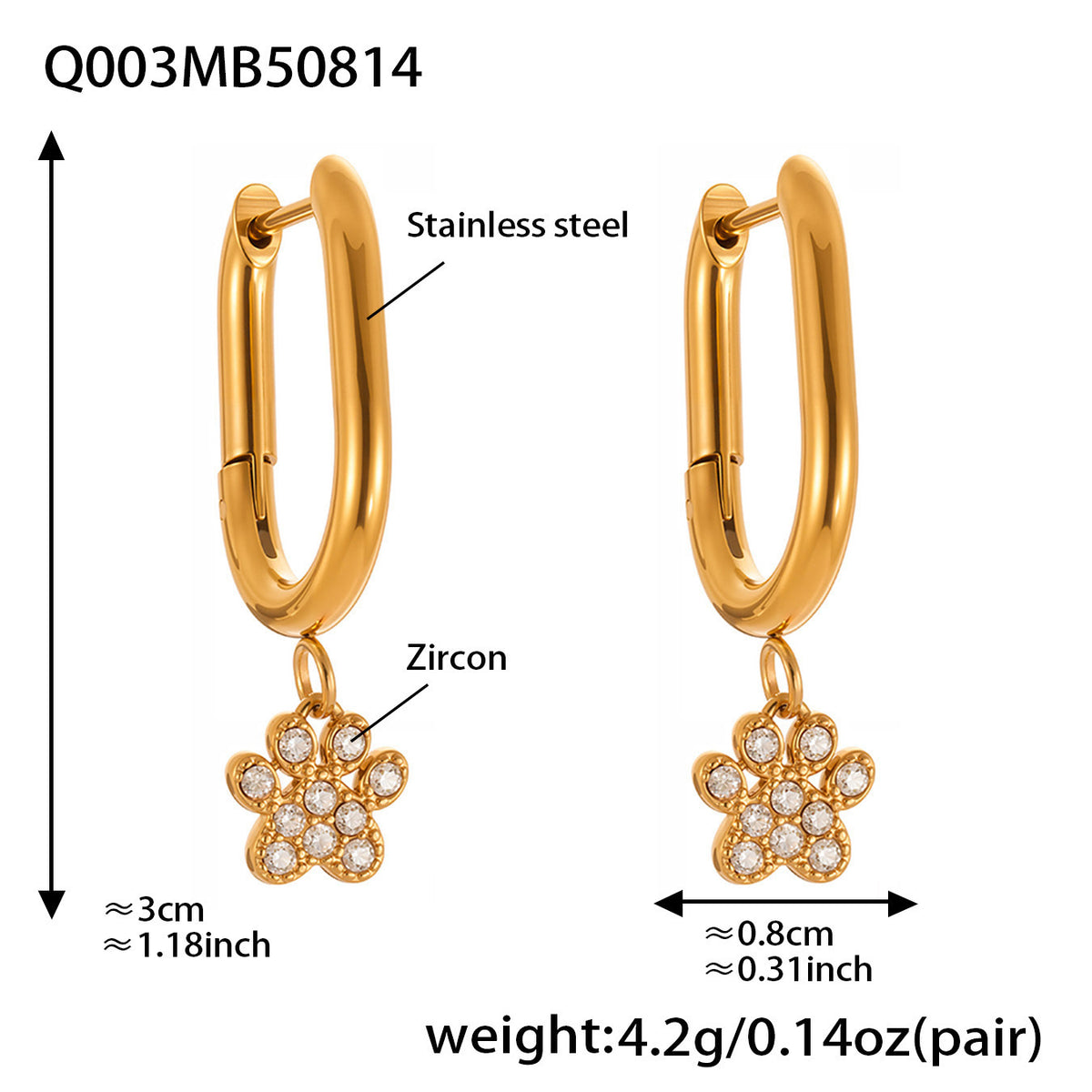Exquisite And Dainty Bear-claw Pendant Earrings