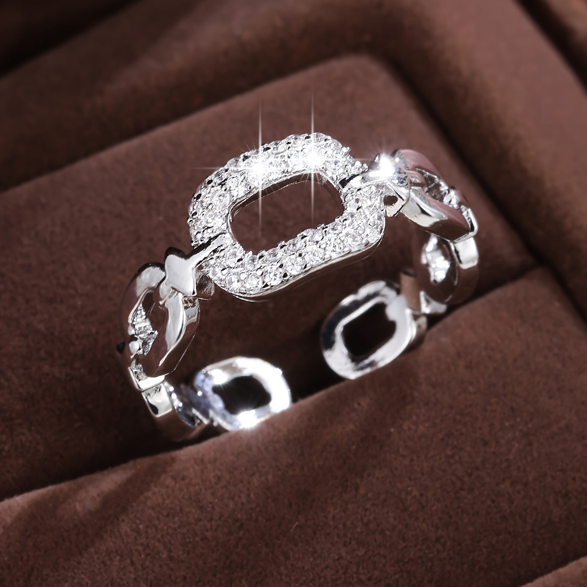 Women's Elegant Adjustable Open Ring, Creative Design, Shiny Personalized Wedding Jewelry, Daily & Party Accessory