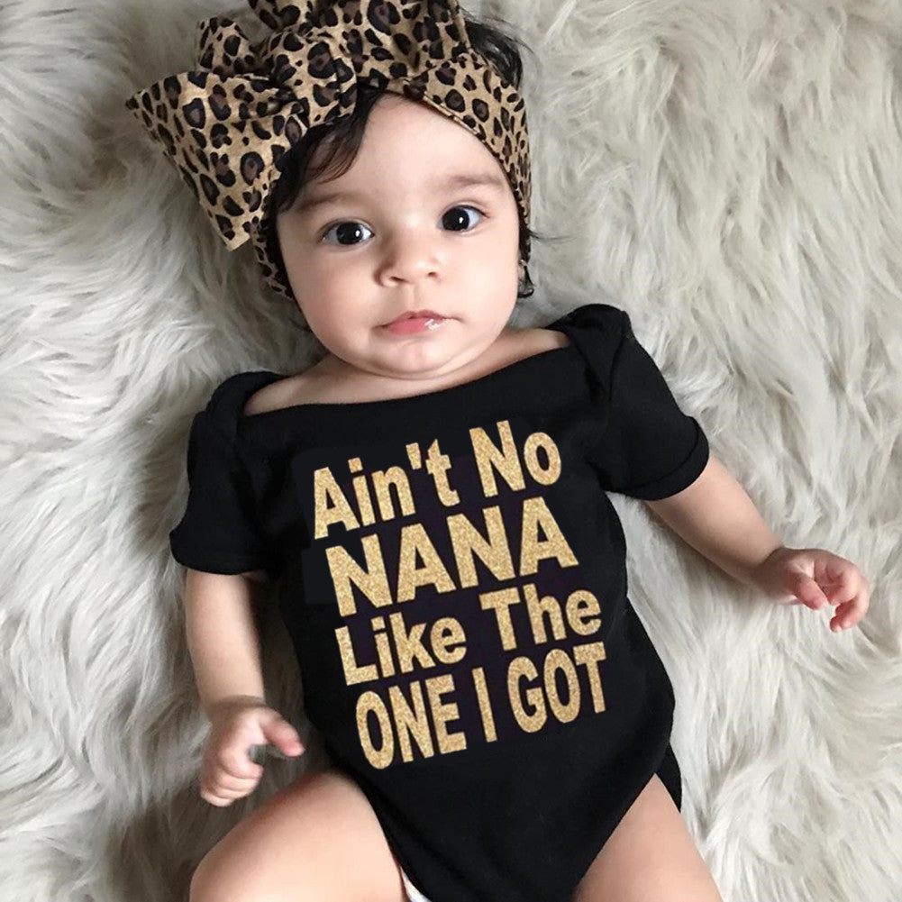 Baby Short Sleeve Letter Print Jumpsuit